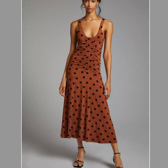 Maeve Ruched Midi Dress Medium Petite - Picture 1 of 7